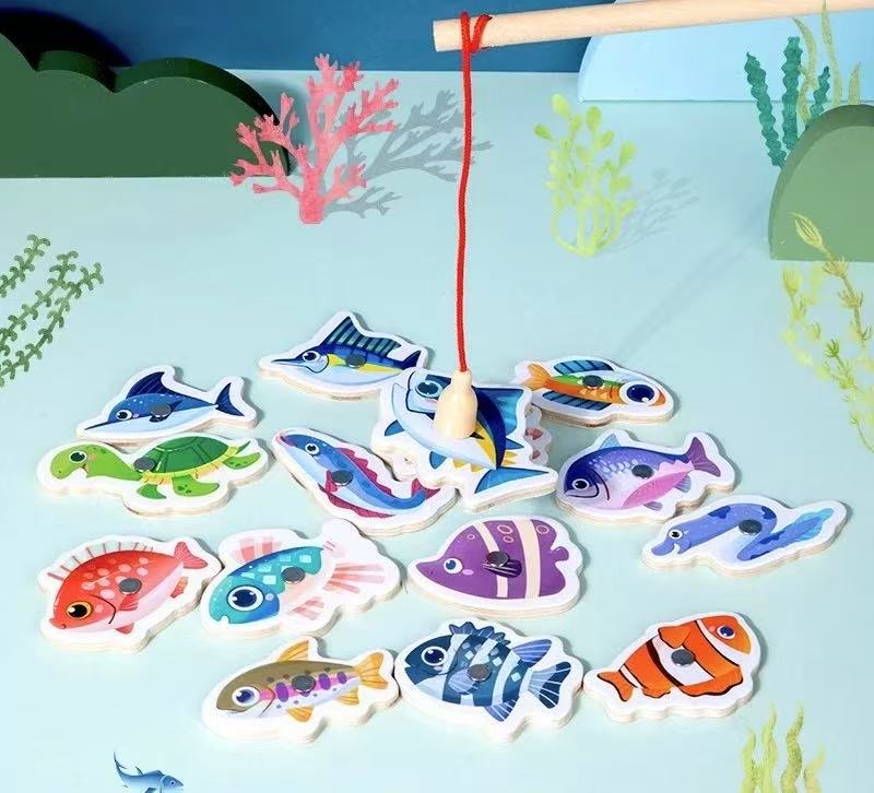 Montessori Wooden Magnetic Fishing Toys